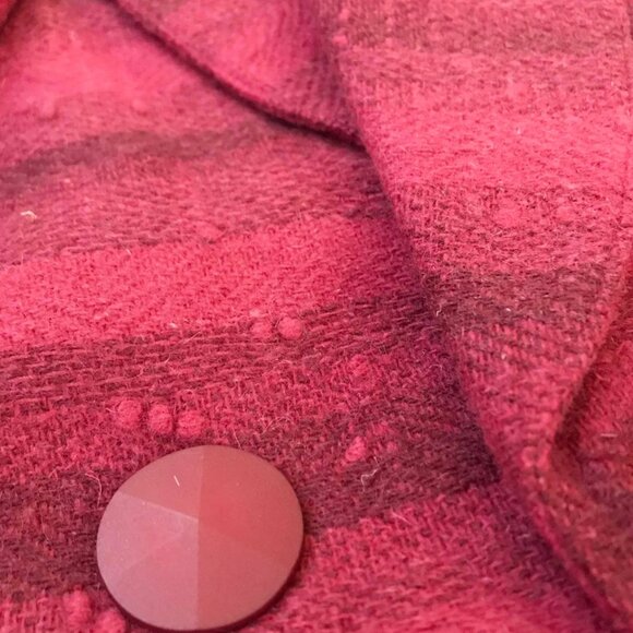 Vintage Striped Wool Blazer: 90s Italian Red Burgundy Jacket - Picture 6 of 8